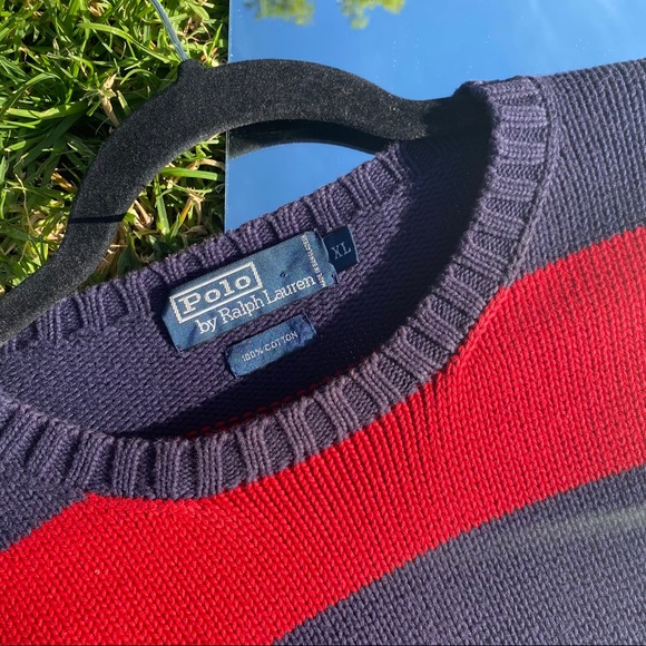 Polo By Ralph Lauren Striped Red & Blue Crewneck - Picture 2 of 4